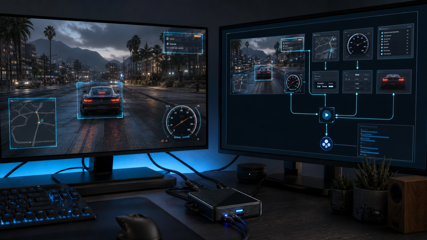 Capture-card signal analyzed in real time by a visual personal-assistant pipeline